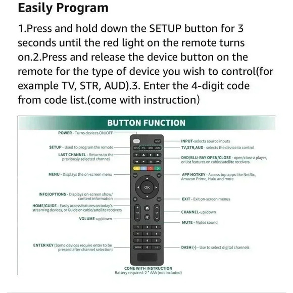Universal Remote Control for Samsung, Sony, LG, Hisense Smart TV’s & More Brands - Picture 7 of 7